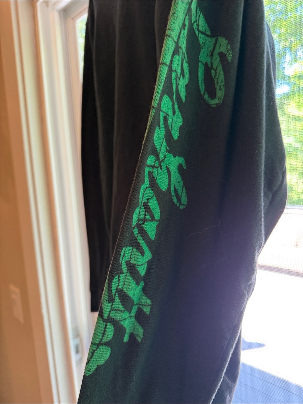 Carhartt Black Long-Sleeve Pocket Tee with Green Sleeve Graphic - Picture 2 of 7